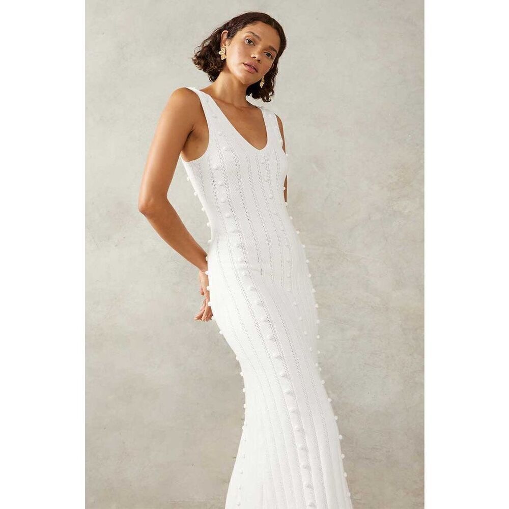 MON RENN POM POM KNIT DRESS - PEARL Winter Fall VACATION Dress size S NWT - Picture 1 of 7